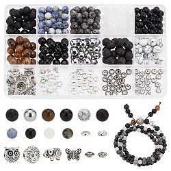 Elite DIY Jewelry Making Finding Kit, Including Natural & Synthetic Mixed Gemstone & Glass Round Beads, Alloy Pendants, Mixed Color, 6~13x6~12x6~8.5mm, Hole: 0.8~2mm(DIY-PH0022-44)