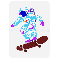Plastic Drawing Painting Stencils Templates, for Painting on Scrapbook Fabric Tiles Floor Furniture Wood, Rectangle, Spaceman Pattern, 29.7x21cm(DIY-WH0396-390)