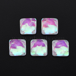 Translucent Electroplated Glass Cabochons, Square, Medium Orchid, 13x13x5.5mm(EGLA-T026-003)