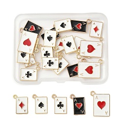 25Pcs 5 Styles Alloy Enamel Pendants, Playing Card, Mixed Color, 14.5~19x11~14x1.2~1.5mm, Hole: 1.4~1.7mm, 5pcs/style (ENAM-FP0002-85)