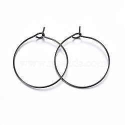 304 Stainless Steel Hoop Earring Settings, Ring, Electrophoresis Black, 21 Gauge, 25x4mm, Pin: 0.7mm(STAS-H467-01B-25MM)