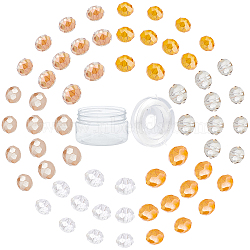 SUNNYCLUE Electroplate Glass Bead Strands, Faceted, Rondelle, Orange, 6x4mm, Hole: 1mm, 600pcs/box(GLAA-SC0001-21)