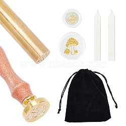 CRASPIRE Brass Wax Seal Stamps, Column Brass Handles, Sealing Wax Sticks, Rectangle Velvet Pouches, Golden, 5pcs/set(AJEW-CP0001-21E)