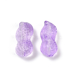 Transparent Glass Beads, Peanut, Baking Paint, Medium Purple, 23x11.5x11mm, Hole: 1.5mm(DGLA-E004-07I)