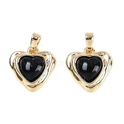 Brass Charms, with Glass, Heart, Real 18K Gold Plated, 14x14x5mm,Hole:4mm(KK-U043-51G-03)