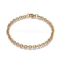 304 Stainless Steel Cable Chain Bracelets, with Lobster Claw Clasp, Golden, 7-7/8 inch(20cm)(BJEW-H532-01G)