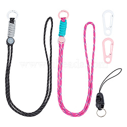 HOBBIESAY 2 Sets 2 Colors Polyester Card Holder Lanyard, with Alloy Lobster Claw Clasp, for Mobile Phone, Name Tag, Camera or Key, Mixed Color, 482~490mm, 1 set/color(AJEW-HY0001-41)