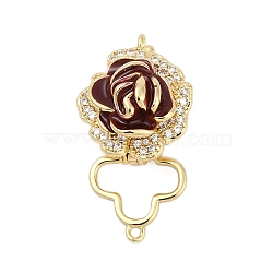 Brass Fold Over Clasps, with Enamel, Flower, Real 18K Gold Plated, 32x17x16.5mm(KK-Z078-34G)