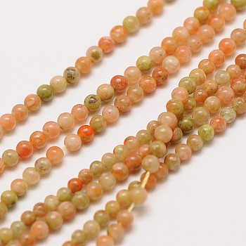 Natural Unakite Round Beads Strands, 2mm, Hole: 0.8mm, about 184pcs/strand, 16 inch