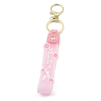 Flower PVC Rope Keychains, with Zinc Alloy Finding, for Bag Quicksand Bottle Pendant Decoration, Pink, 17.5cm