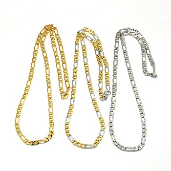 304 Stainless Steel Figaro Chain Necklace Making, Mixed Color, 19.88 inch~21.65 inch(50.5~55cm), 5mm