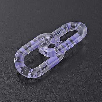 Transparent Acrylic Linking Rings, Quick Link Connectors, for Cable Chains Making, Oval, Lilac, 27x16.5x4mm, Inner Diameter: 7.5x18mm