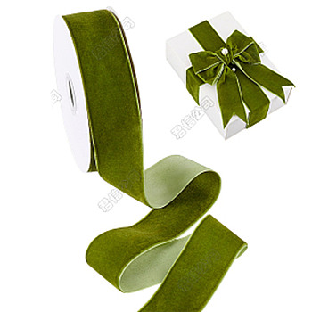 20 Yards Single Face Velvet Ribbons, for Bowknot Making, Gift Wrapping, Party Decoration, Dark Olive Green, 1-1/2 inch(38mm), about 20 Yards/Roll