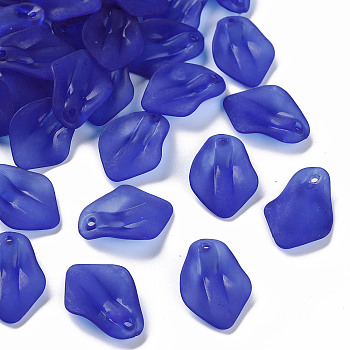 Transparent Frosted Acrylic Pendants, Petaline, Royal Blue, 24x17x4mm, Hole: 1.8mm