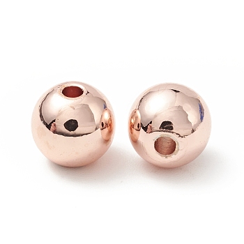 Rack Plating Brass Beads, Cadmium Free & Lead Free, Round, Rose Gold, 7.8x7mm, Hole: 2mm