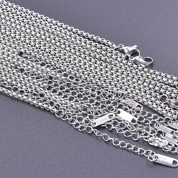 Non-Tarnish 2.5mm Unisex 304 Stainless Steel Box Chains Necklaces