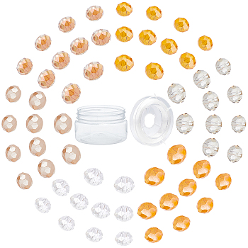 SUNNYCLUE Electroplate Glass Bead Strands, Faceted, Rondelle, Orange, 6x4mm, Hole: 1mm, 600pcs/box