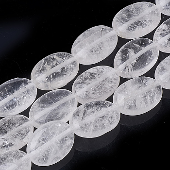 Natural Quartz Crystal Beads Strands, Rock Crystal Beads, Oval, 18~18.5x13x6mm, Hole: 1mm, about 22pcs/strand, 15.7 inch