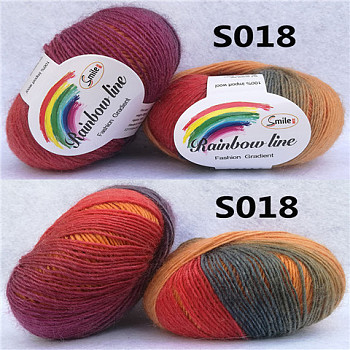Wool Knitting Yarn, Segment Dyed, Crochet Yarn, for DIY Hat Scarf Cape, Red, 2mm, about 196.85 yards(180m)/skein