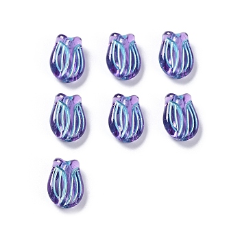 Plating Transparent Acrylic Beads, Metal Enlaced, Tulip, Medium Orchid, 16x11.5x7mm, Hole: 2mm, about 670pcs/500g
