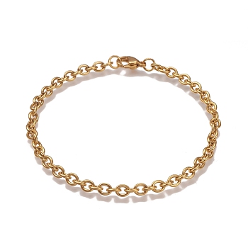 304 Stainless Steel Cable Chain Bracelets, with Lobster Claw Clasp, Golden, 7-7/8 inch(20cm)