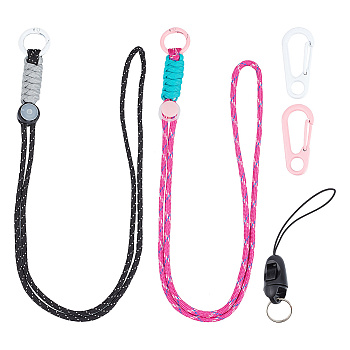 2 Sets 2 Colors Polyester Card Holder Lanyard, with Alloy Lobster Claw Clasp, for Mobile Phone, Name Tag, Camera or Key, Mixed Color, 482~490mm, 1 set/color