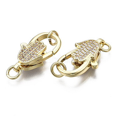 Brass Micro Pave Clear Cubic Zirconia Lobster Claw Clasps(KK-Q769-031-NF)-2