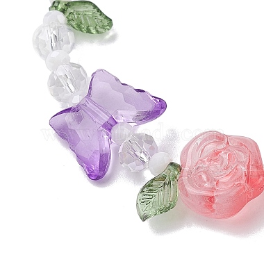 Butterfly & Flower Transparent Glass Stretch Bracelet(BJEW-JB10109)-4