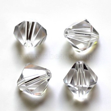 8mm Clear Bicone Glass Beads