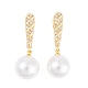 Rack Plating Brass Clear Cubic Zirconia ABS Pearl Earrings(EJEW-S219-15G-09)-1