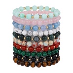 Natural & Synthetic Gemstone Bracelets, Stretch Bracelets, 7-1/8 inch(18cm)(BJEW-SW001595)