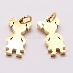 Ion Plating(IP) 316 Surgical Stainless Steel Pendants, Girl Silhouette Pendants, Real 18K Gold Plated, 16x9x2mm, Hole: 3mm(X-STAS-K116-02G-B)