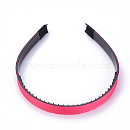 Hair Accessories Plain Plastic Hair Band Findings, with Teeth, with Grosgrain, Deep Pink, 118mm(OHAR-S195-01A)