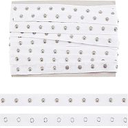 Clasps and Eye Cotton Tape Trim, with Brass Findings, for DIY Clothing Accessories Embellishment Decorations, White, 20x3.5mm, about 6yards/Card(DIY-WH0304-236B)