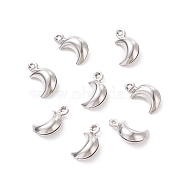 304 Stainless Steel Pendants, Moon, Stainless Steel Color, 10.5x6x4mm, Hole: 1mm(STAS-I138-05P-01)
