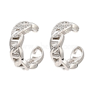 Rack Plating Brass Oval Cuff Earrings with Cubic Zirconia, Long-Lasting Plated, Lead Free & Cadmium Free, Platinum, 13x14x4mm(EJEW-D069-08P)
