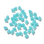 Translucent Czech Glass Beads, Flower, Turquoise, 8.5x6.5mm, Hole: 1mm(X-GLAA-G070-05A-09)