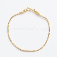 Brass Wheat Chain Bracelet Making, with Screw Clasps, Long-Lasting Plated, Golden, 6-7/8 inch(17.5cm), 1.5mm(MAK-I014-01G)