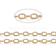 Brass Textured Cable Chains, Soldered, with Spool, Flat Oval, Long-Lasting Plated, Real 18K Gold Plated, 8x5.7x0.8mm, about 16.4 Feet(5m)/roll(CHC-G005-25G)