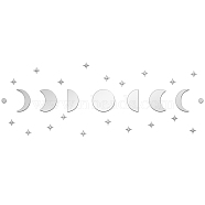 Custom Acrylic Wall Stickers, for Home Living Room Bedroom Decoration, Square with Moon Phase and Star Pattern, Silver, 250x250mm, 4pcs/set(DIY-WH0249-042)