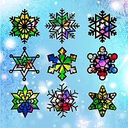 Suncatcher Craft Set, for Kids Window Paint Art Painting, Snowflake Pattern, 18.2~21x21cm, 9pcs/set(DIY-WH0342-009)