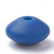 Food Grade Eco-Friendly Silicone Beads, Chewing Beads For Teethers, DIY Nursing Necklaces Making, Rondelle, Marine Blue, 12x6~7mm, Hole: 2mm(SIL-R009-51)