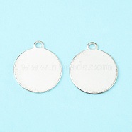 Brass Pendants, Stamping Blank Tag, Flat Round, Silver Color Plated, 26x22x0.8mm, Hole: 3mm(KK-WH0034-57S)