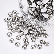 Glass Flat Back Rhinestone Cabochons, Back Plated, Faceted Half Round, Jet Hematite, SS20, 4.6~4.8x2mm, about 1440pcs/bag(RGLA-S002-20SS-30)