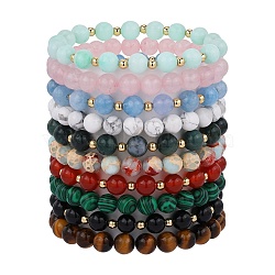 Natural & Synthetic Gemstone Bracelets, Stretch Bracelets, 7-1/8 inch(18cm)(BJEW-SW001595)