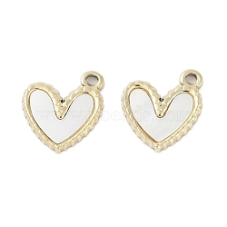 304 Stainless Steel Pave Shell Heart Charms, Real 14K Gold Plated, 10x10x1.5mm, Hole: 1.2mm(STAS-L022-403G)