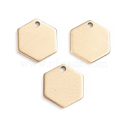 Brass Charms, Stamping Blank Tag, Long-Lasting Plated, Hexagon, Brushed Antique Bronze, 12x10x1mm, Hole: 1.2mm(X-KK-E784-01AB)