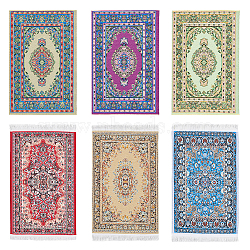 6Pcs 6 Styles Mini Cloth Turkey-Persia Carpet, for Dollhouse Accessories, Model Ground Decorations, Rectangle, Mixed Color, 155~165x99~165x0.5~0.6mm, 1pc/style(DIY-OC0012-26)