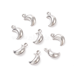 304 Stainless Steel Pendants, Moon, Stainless Steel Color, 10.5x6x4mm, Hole: 1mm(STAS-I138-05P-01)