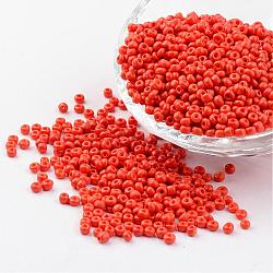 8/0 3mm Baking Paint Glass Seed Beads Loose Spacer Beads, Orange Red, 3mm, Hole: 1mm, about 962pcs/50g(X-SEED-S002-K4)